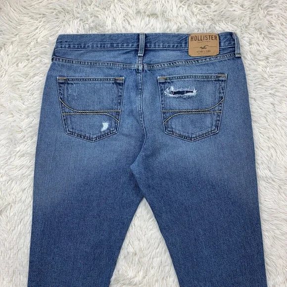 Hollister Jeans Mens 34x31 Blue Pants Classic Taper Denim Button Fly Tag 36x32 - Picture 5 of 13